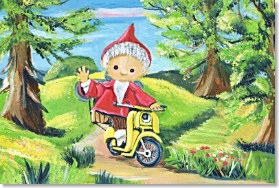 Sandmännchen auf dem Moped
